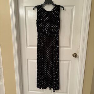 Polka dot, black and white midi dress.